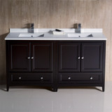 Fresca FCB20-3030ES-CWH-U Oxford 60" Espresso Traditional Double Sink Bathroom Cabinets w/ Top & Sinks