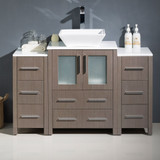 Fresca FCB62-122412GO-CWH-V Fresca Torino 48" Gray Oak Modern Bathroom Cabinets w/ Top & Vessel Sink