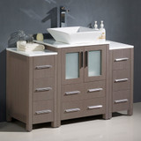 Fresca FCB62-122412GO-CWH-V Fresca Torino 48" Gray Oak Modern Bathroom Cabinets w/ Top & Vessel Sink