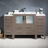 Fresca  FCB62-123012GO-I Fresca Torino 54" Gray Oak Modern Bathroom Cabinets w/ Integrated Sink