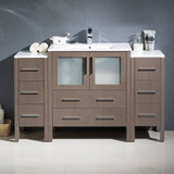 Fresca FCB62-123012GO-I Fresca Torino 54" Gray Oak Modern Bathroom Cabinets w/ Integrated Sink