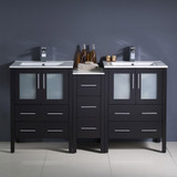 Fresca FCB62-241224ES-I Fresca Torino 60" Espresso Modern Double Sink Bathroom Cabinets w/ Integrated Sinks