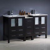 Fresca FCB62-241224ES-I Fresca Torino 60" Espresso Modern Double Sink Bathroom Cabinets w/ Integrated Sinks