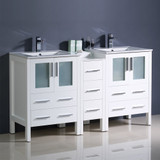 Fresca  FCB62-241224WH-I Fresca Torino 60" White Modern Double Sink Bathroom Cabinets w/ Integrated Sinks