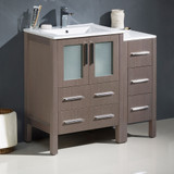 Fresca  FCB62-2412GO-I Fresca Torino 36" Gray Oak Modern Bathroom Cabinets w/ Integrated Sinks