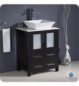 FCB6224ES-CWH-V Fresca Torino 24" Espresso Modern Bathroom Cabinet w/ Top &Vessel Sink