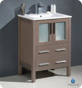 FCB6224GO-I Fresca Torino 24" Gray Oak Modern Bathroom Cabinet w/ Integrated Sink