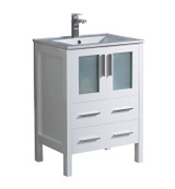 FCB6224WH-I Fresca Torino 24" White Modern Bathroom Cabinet w/ Top & Integrated Sink