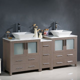 Fresca  FCB62-301230GO-CWH-V Fresca Torino 72" Gray Oak Modern Double Sink Bathroom Cabinets w/ Tops & Vessel Sinks