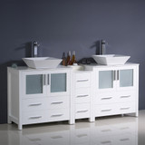 Fresca  FCB62-301230WH-CWH-V Fresca Torino 72" White Modern Double Sink Bathroom Cabinets w/ Tops & Vessel Sinks