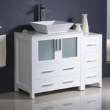 Fresca  FCB62-3012WH-CWH-V Fresca Torino 42" White Modern Bathroom Cabinets w/ Top & Vessel Sink