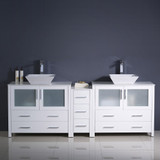 Fresca FCB62-361236WH-CWH-V Fresca Torino 84" White Modern Double Sink Bathroom Cabinets w/ Tops & Vessel Sinks