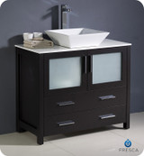 FCB6236ES-CWH-V Fresca Torino 36" Espresso Modern Bathroom Cabinet w/ Vessel Sink
