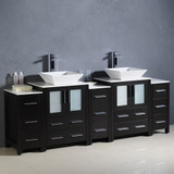 Fresca FCB62-72ES-CWH-V Fresca Torino 84" Espresso Modern Double Sink Bathroom Cabinets w/ Tops & Vessel Sinks