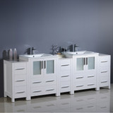 Fresca FCB62-72WH-I Fresca Torino 84" White Modern Double Sink Bathroom Cabinets w/ Integrated Sinks