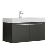 FCB8090BW-I Fresca Vista Black 36" Wall Mount Bathroom Cabinet w/ Integrated Sink