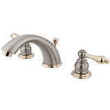 Kingston Brass Two Handle 8" to 16" Widespread Lavatory Faucet with Pop-Up Drain Drain - Satin Nickel/Polished Brass