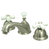 Kingston Brass Two Handle 8" to 16" Widespread Lavatory Faucet with Brass Pop-Up Drain - Brushed Nickel KS3968PX