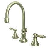 Kingston Brass Two Handle 8" to 16" Widespread Lavatory Faucet with Brass Pop-Up Drain - Brushed Nickel KS2988AL