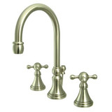 Kingston Brass Two Handle 8" to 16" Widespread Lavatory Faucet with Brass Pop-Up Drain - Brushed Nickel KS2988KX
