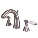Kingston Brass Two Handle 8" to 16" Widespread Lavatory Faucet with Brass Pop-Up Drain - Brushed Nickel KS2978PL
