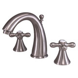 Kingston Brass Two Handle 8" to 16" Widespread Lavatory Faucet with Brass Pop-Up Drain - Brushed Nickel KS2978AX
