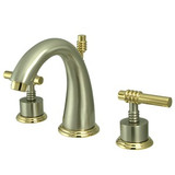 Kingston Brass Two Handle 8" to 16" Widespread Lavatory Faucet with Brass Pop-Up Drain - Brushed Nickel/Polished Brass KS2969ML
