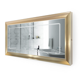 LED Lighted Gold Frame Bathroom Mirror with Defogger - 60 " x 30 " Elsie by Krugg