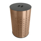 Krugg 50L Ventilated Brushed Copper Laundry Bin & Hamper - Stainless Steel Clothes Basket With MDF Lid - Col50L