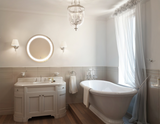 Round Vanity Bathroom LED Lighted Mirror With Dimmer & Defogger 24" x 24" , Icon by Krugg