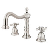 Kingston Brass Two Handle 8" to 14" Widespread Lavatory Faucet with Brass Pop-Up Drain - Brushed Nickel KS1978BX