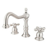 Kingston Brass Two Handle 8" to 14" Widespread Lavatory Faucet with Brass Pop-Up Drain - Brushed Nickel KS1978AX