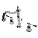 Kingston Brass Two Handle 8" to 14" Widespread Lavatory Faucet with Brass Pop-Up Drain - Polished Chrome - KB7971BL