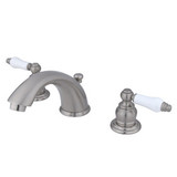 Kingston Brass Two Handle 4" to 8" Mini Widespread Lavatory Faucet with Pop-Up Drain Drain - Satin Nickel KB968PL