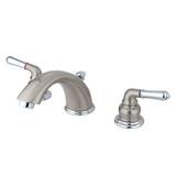 Kingston Brass Two Handle 4" to 8" Mini Widespread Lavatory Faucet with Pop-Up Drain Drain - Satin Nickel/Polished Chrome KB967