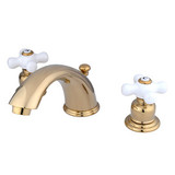 Kingston Brass Two Handle 4" to 8" Mini Widespread Lavatory Faucet with Pop-Up Drain Drain - Polished Brass KB962PX