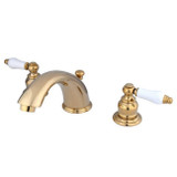 Kingston Brass Two Handle 4" to 8" Mini Widespread Lavatory Faucet with Pop-Up Drain Drain - Polished Brass KB962PL