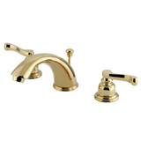 Kingston Brass Two Handle 4" to 8" Mini Widespread Lavatory Faucet with Pop-Up Drain Drain - Polished Brass KB962FL
