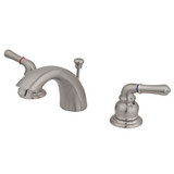 Kingston Brass Two Handle 4" to 8" Mini Widespread Lavatory Faucet with Pop-Up Drain Drain - Satin Nickel KB958