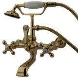 Kingston Brass Wall Mount Clawfoot Tub Filler Faucet with Hand Shower - Polished Brass CC547T2