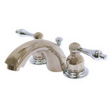 Kingston Brass Two Handle 4" to 8" Mini Widespread Lavatory Faucet with Pop-Up Drain Drain - Satin Nickel/Polished Chrome KB947AL