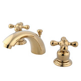 Kingston Brass Two Handle 4" to 8" Mini Widespread Lavatory Faucet with Pop-Up Drain Drain - Polished Brass KB942AX