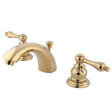 Kingston Brass Two Handle 4" to 8" Mini Widespread Lavatory Faucet with Pop-Up Drain Drain - Polished Brass KB942AL