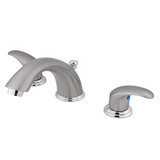 Kingston Brass Two Handle 4" to 8" Mini Widespread Lavatory Faucet with Pop-Up Drain Drain - Satin Nickel/Polished Chrome