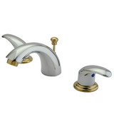 Kingston Brass Two Handle 4" to 8" Mini Widespread Lavatory Faucet with Pop-Up Drain Drain - Polished Chrome/Polished Brass