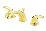 Kingston Brass Two Handle 4" to 8" Mini Widespread Lavatory Faucet with Pop-Up Drain Drain - Polished Brass KB6952LL