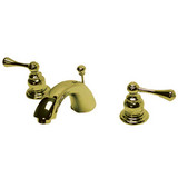 Kingston Brass Two Handle 4" to 8" Mini Widespread Lavatory Faucet with Pop-Up Drain Drain - Polished Brass - KB3942BL