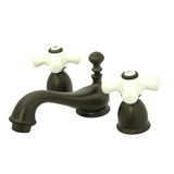 Kingston Brass Two Handle 4" to 8" Mini Widespread Lavatory Faucet with Brass Pop-Up Drain - Oil Rubbed Bronze KS3955PX