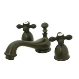 Kingston Brass Two Handle 4" to 8" Mini Widespread Lavatory Faucet with Brass Pop-Up Drain - Oil Rubbed Bronze KS3955AX