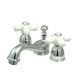 Kingston Brass Two Handle 4" to 8" Mini Widespread Lavatory Faucet with Brass Pop-Up Drain - Polished Chrome KS3951PX